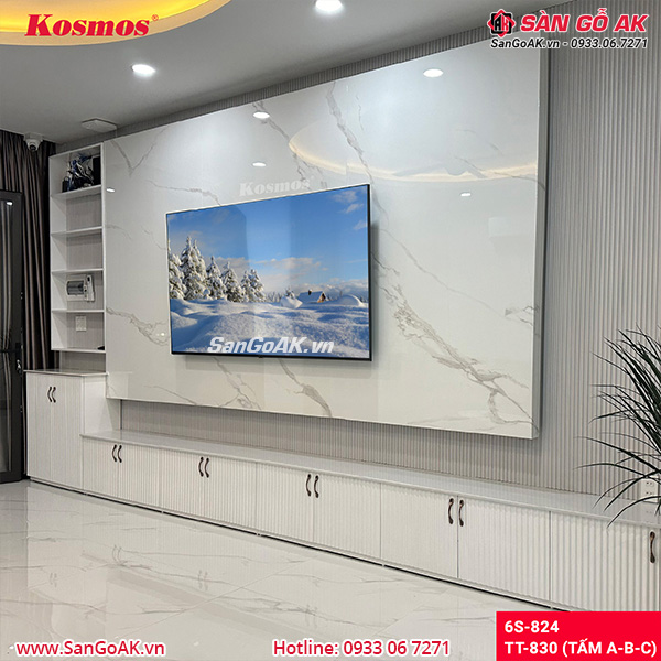 Lam sóng than tre Kosmos 6S-824 vân vải trắng ghi
