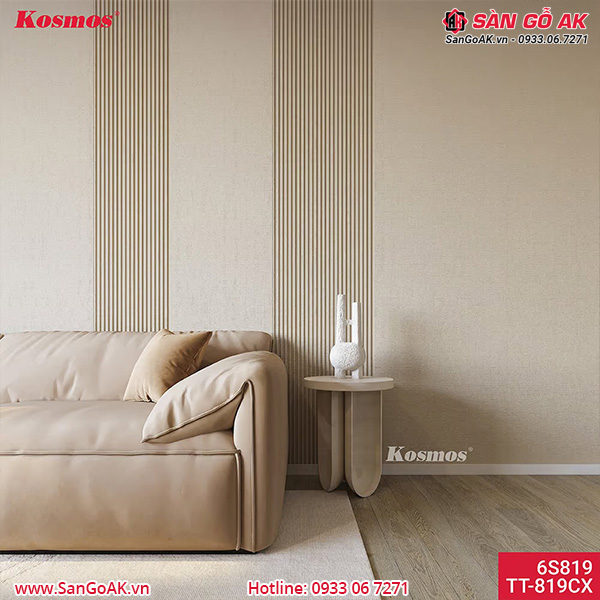 Lam sóng than tre Kosmos 6S-819 vân vải vàng kem ánh kim