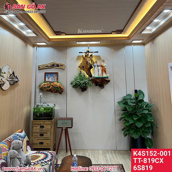 Lam sóng than tre Kosmos 6S-819 vân vải vàng kem ánh kim