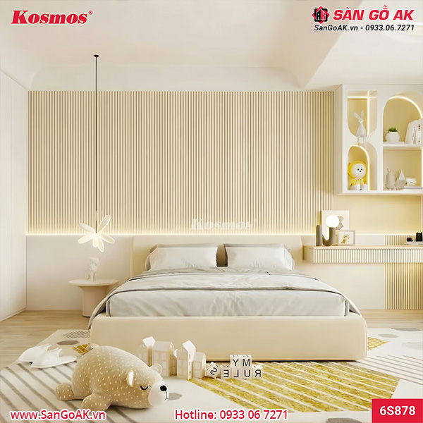 Lam sóng than tre Kosmos 6S-878 vân đơn sắc vàng kem