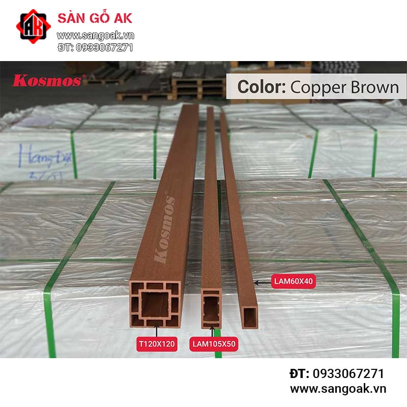 Trụ Pergola gỗ nhựa Kosmos - T120X120 Copper Brown