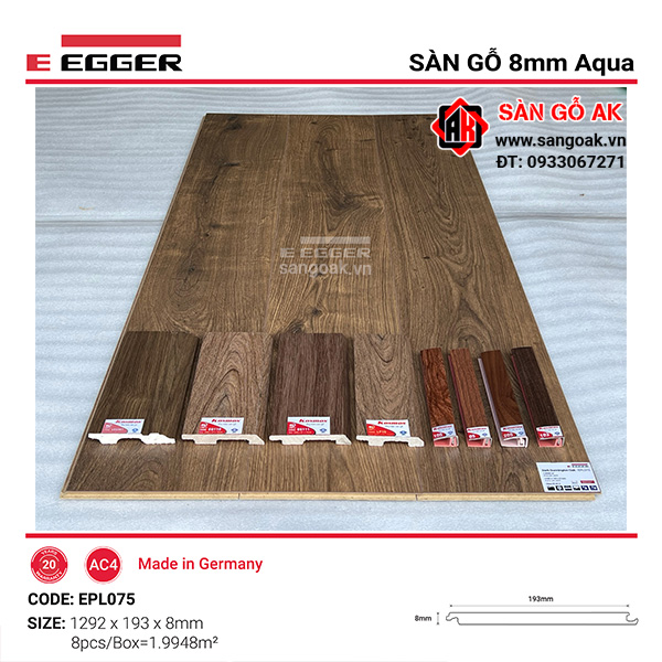 Sàn Gỗ Công Nghiệp Đức Egger Aqua 8mm EPL075