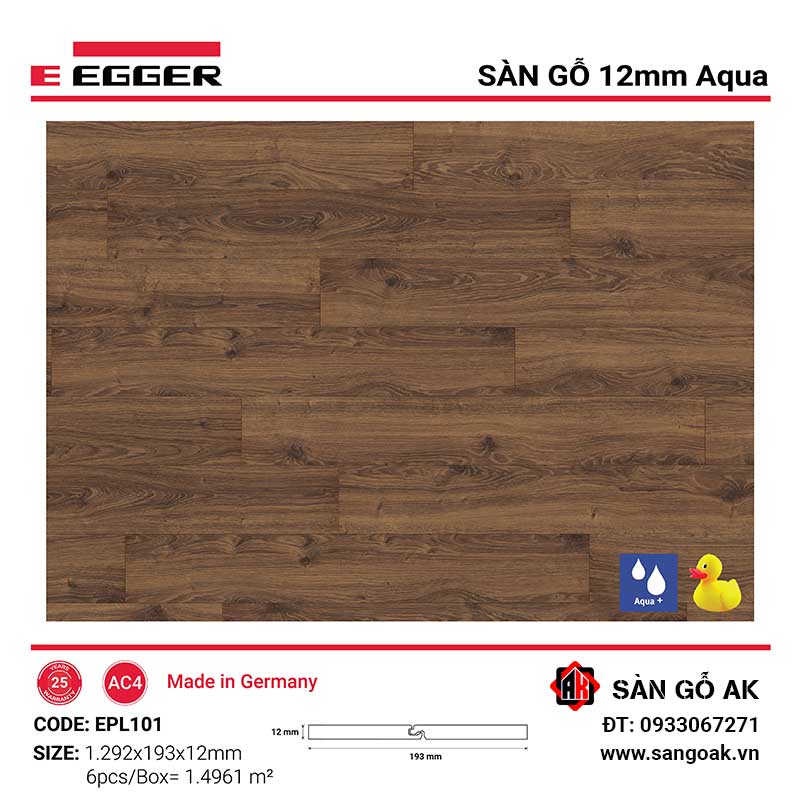 Sàn Gỗ Công Nghiệp Đức Egger Aqua 12mm EPL101