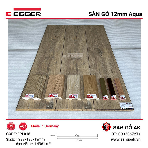 Sàn Gỗ Công Nghiệp Đức Egger Aqua 12mm EPL018