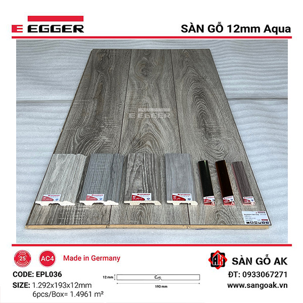 Sàn Gỗ Công Nghiệp Đức Egger Aqua 12mm EPL036