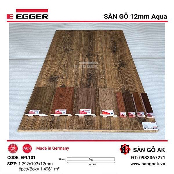 Sàn Gỗ Công Nghiệp Đức Egger Aqua 12mm EPL101