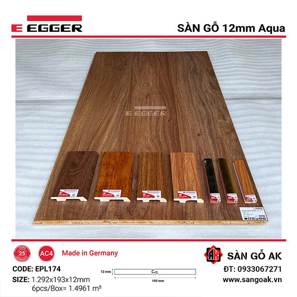 Sàn Gỗ Công Nghiệp Đức Egger Aqua 12mm EPL174