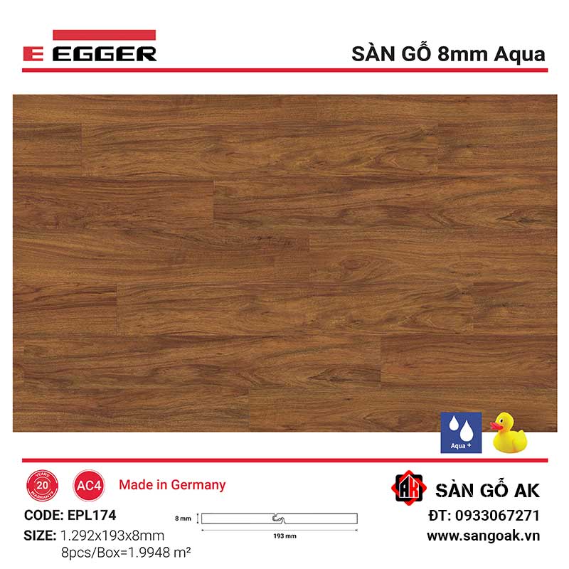 Sàn Gỗ Công Nghiệp Đức Egger Aqua 8mm EPL174
