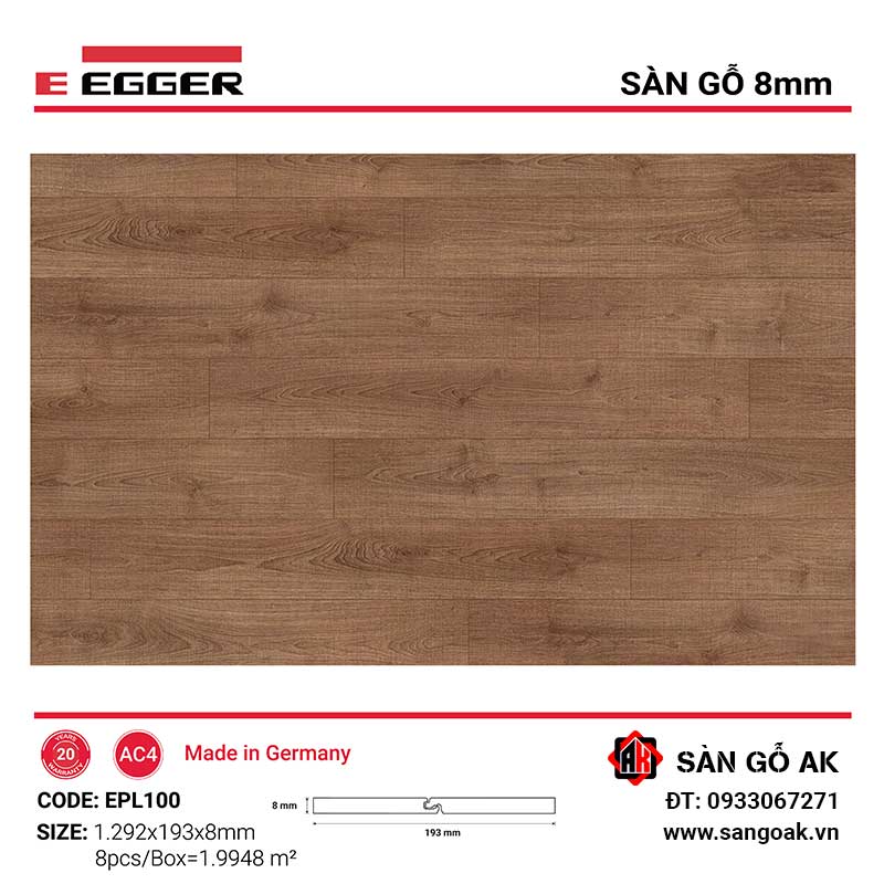 Sàn Gỗ Công Nghiệp Đức Egger 8mm EPL100