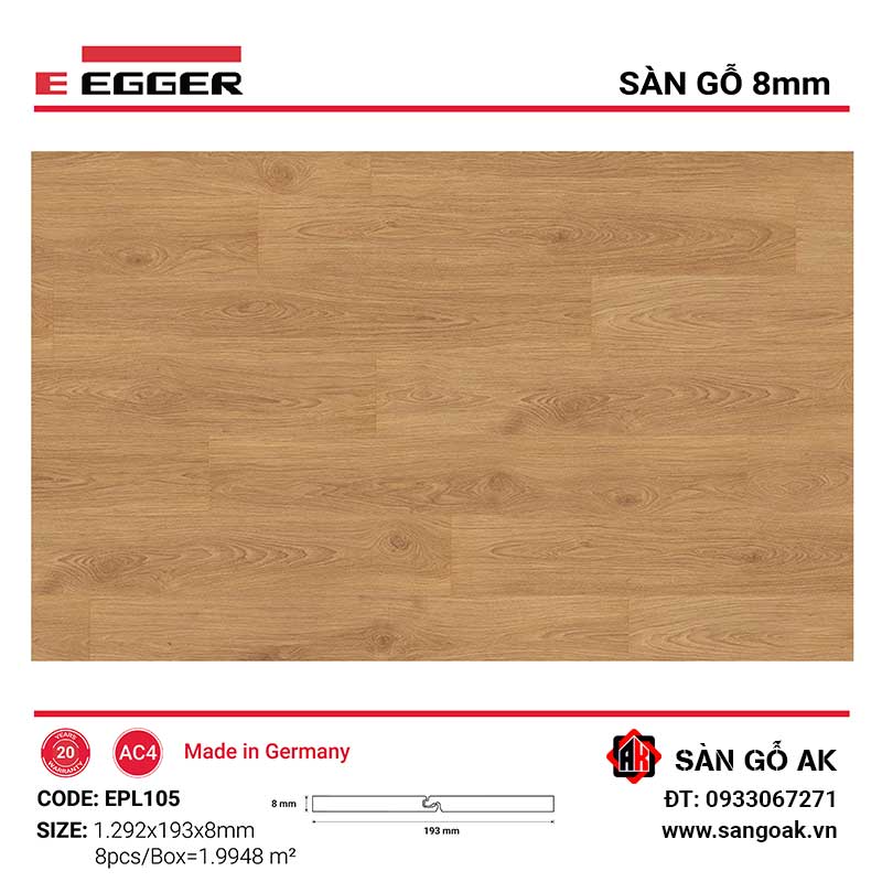Sàn Gỗ Công Nghiệp Đức Egger 8mm EPL105