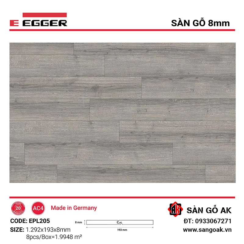 Sàn Gỗ Công Nghiệp Đức Egger 8mm EPL205