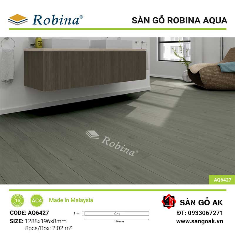 Sàn Gỗ Công Nghiệp Malaysia Robina Aqua 8mm AQ6427