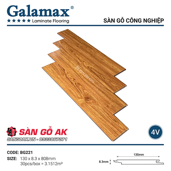 Sàn Gỗ Công Nghiệp TQ Galamax 8.3mm BG221