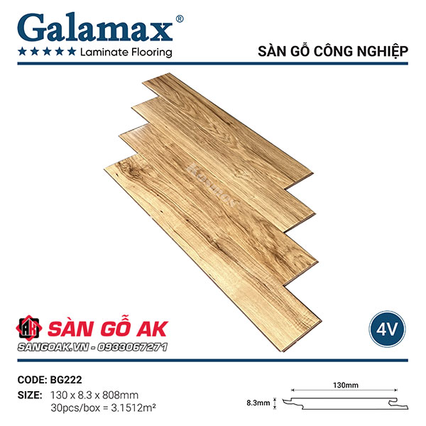 Sàn Gỗ Công Nghiệp TQ Galamax 8.3mm BG222