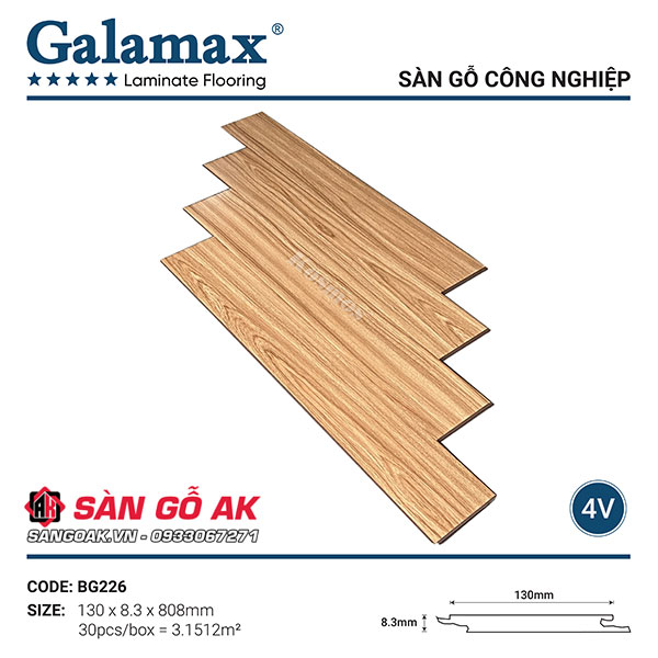Sàn Gỗ Công Nghiệp TQ Galamax 8.3mm BG226