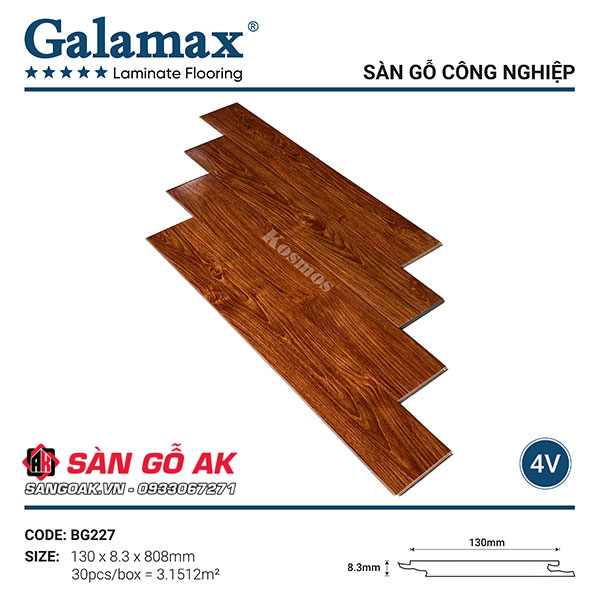 Sàn Gỗ Công Nghiệp TQ Galamax 8.3mm BG227