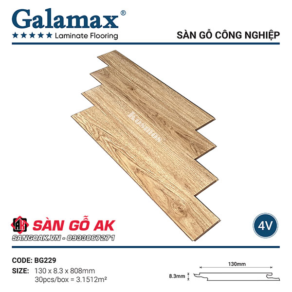 Sàn Gỗ Công Nghiệp TQ Galamax 8.3mm BG229