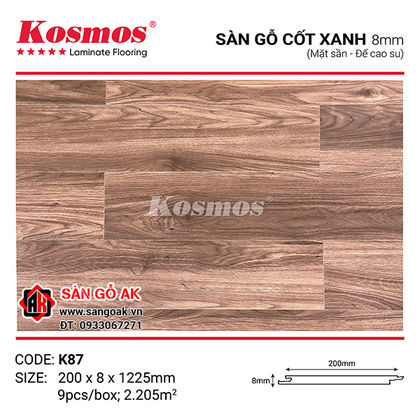 Sàn gỗ cốt xanh Kosmos 8mm K87