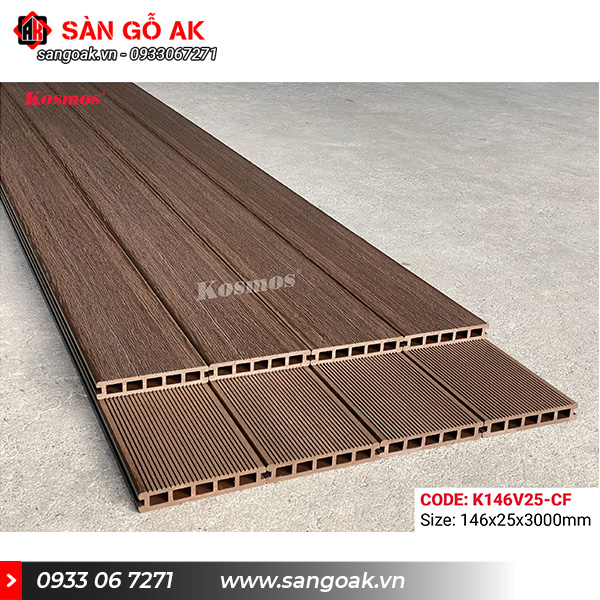 Sàn gỗ nhựa ngoài trời Kosmos lỗ vuông K146V25X3M Coffee