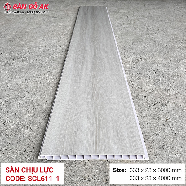 Sàn nhựa chịu lực gác lửng Galawood SCL611-1 vân gỗ xám nhạt