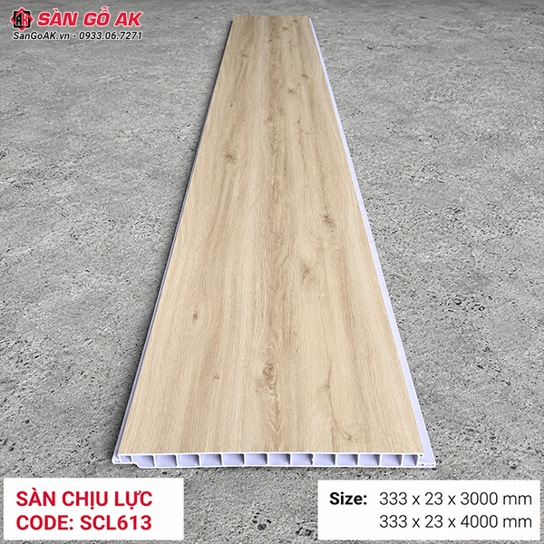 Sàn nhựa chịu lực gác lửng Galawood SCL613 vân gỗ vàng kem
