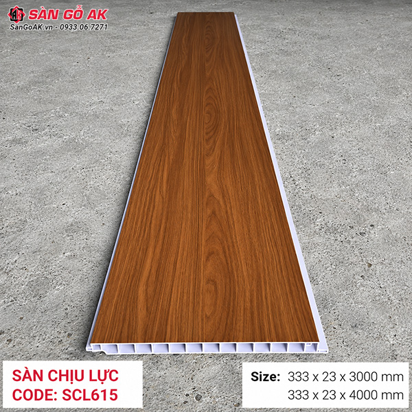 Sàn nhựa chịu lực gác lửng Galawood SCL615 vân gỗ nâu cam
