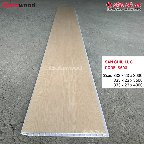 Sàn nhựa chịu lực vân gỗ sồi vàng nhạt Galawood S603