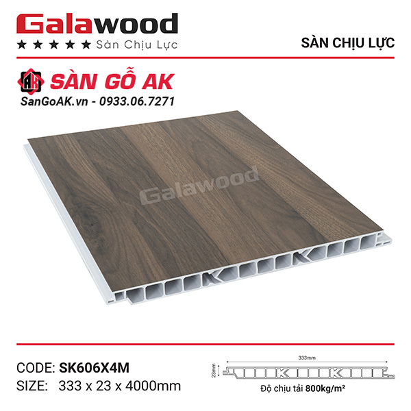 Sàn nhựa chịu lực gác lửng Galawood SK606 vân gỗ nâu wanult