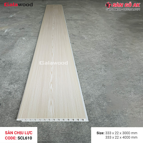Sàn nhựa chịu lực gác lửng Galawood SCL610 vân gỗ sồi vàng nhạt