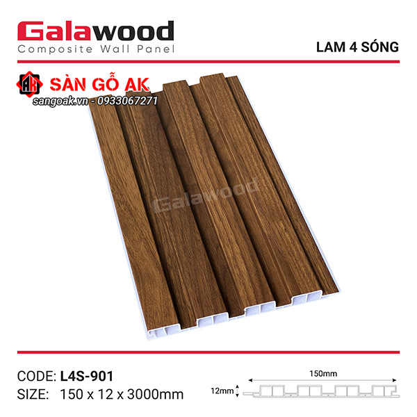 Lam 4 sóng Galawood L4S-901 vân gỗ nâu walnut