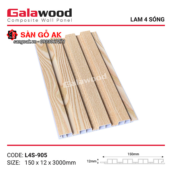 Lam 4 sóng Galawood L4S-905 vân gỗ sồi vàng nhạt