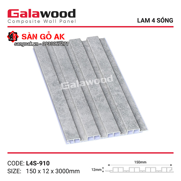 Lam 4 sóng Galawood L4S-910 vân giấy xám nhạt
