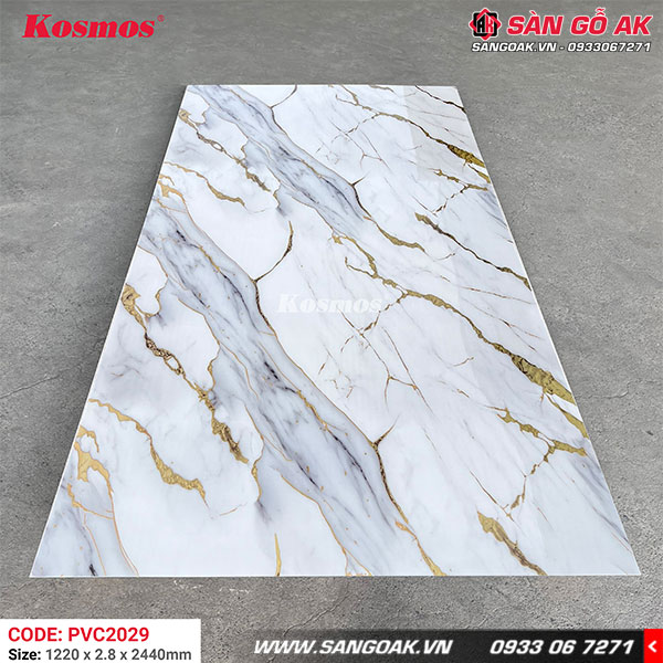 Tấm PVC vân đá Kosmos 2.8mm PVC2029 dát vàng