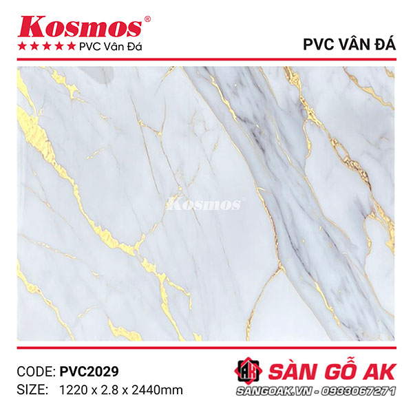 Tấm PVC vân đá Kosmos 2.8mm PVC2029 dát vàng