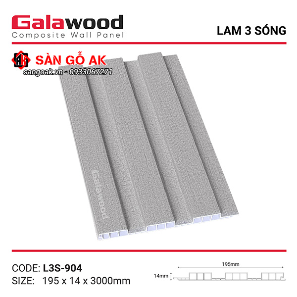 Lam 3 sóng Galawood L3S-904 vân vải xám