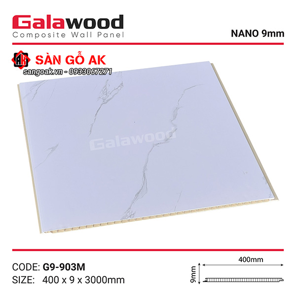 Tấm ốp Nano Galawood G9-903M vân đá mây trắng