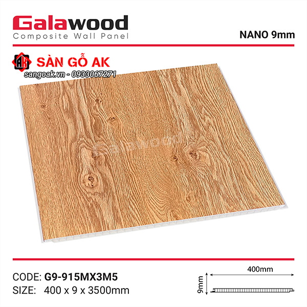 Tấm ốp Nano Galawood G9-915M vân gỗ sồi vàng