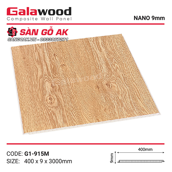 Tấm ốp Nano Galawood G1-915M vân gỗ sồi vàng