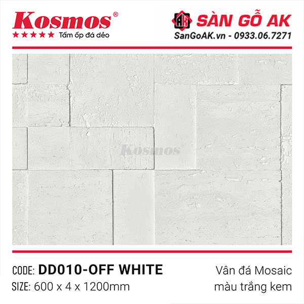 Tấm ốp đá dẻo Kosmos DD010-OFF WHITE vân đá Mosaic trắng kem