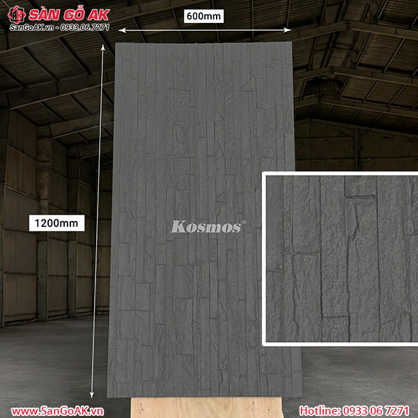 Tấm ốp đá dẻo Kosmos DD007-DARK GREY vân đá san hô xám đậm