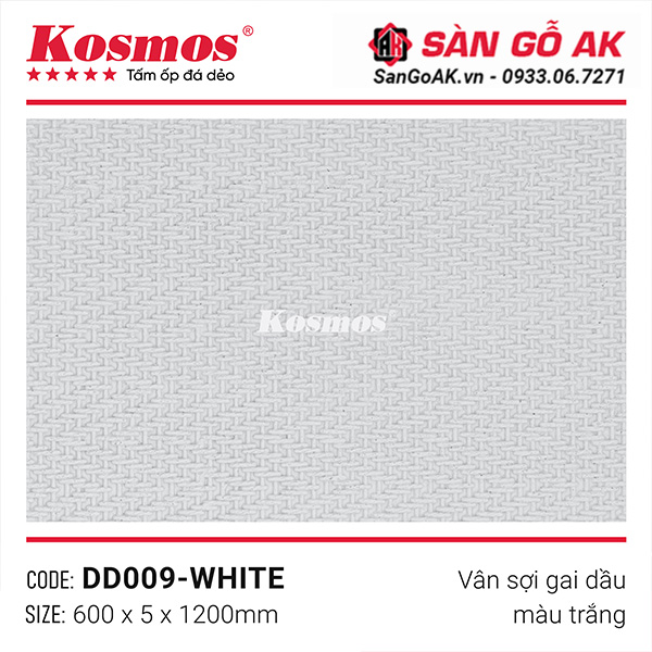 Tấm ốp đá dẻo Kosmos DD009-WHITE vân sợi gai dầu trắng