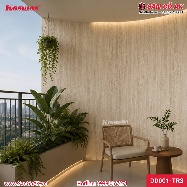 Tấm ốp đá dẻo Kosmos DD001-TR3 vân đá Travertine Romano vàng nâu