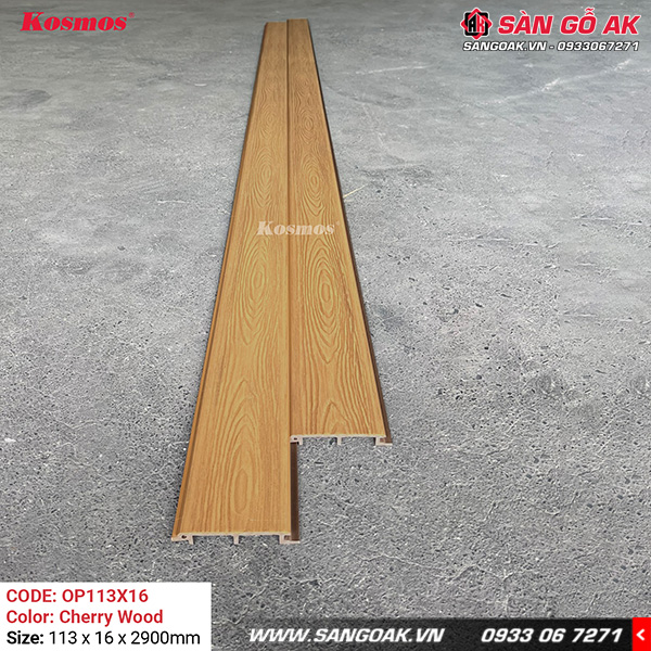 Tấm ốp gỗ nhựa ngoài trời ASA Kosmos OP113X16 Cherry Wood