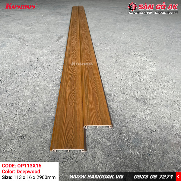 Tấm ốp gỗ nhựa ngoài trời ASA Kosmos OP113X16 Deepwood