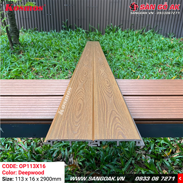 Tấm ốp gỗ nhựa ngoài trời ASA Kosmos OP113X16 Deepwood