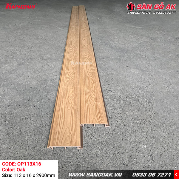 Tấm ốp gỗ nhựa ngoài trời ASA Kosmos OP113X16 Oak