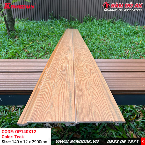 Tấm ốp gỗ nhựa ngoài trời ASA Kosmos OP140X12 Teak