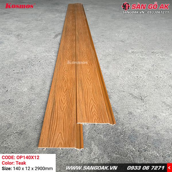 Tấm ốp gỗ nhựa ngoài trời ASA Kosmos OP140X12 Teak