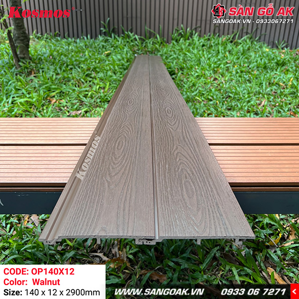 Tấm ốp gỗ nhựa ngoài trời ASA Kosmos OP140X12 Walnut