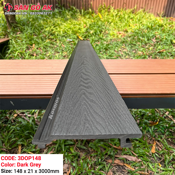Tấm ốp gỗ nhựa ngoài trời Kosmos vân 3D 3DOP148X3M Dark Grey